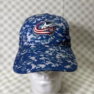 Columbus Blue Jackets NHL Blue Digital Camo Strapback Adjustable Hat SGA Rare!